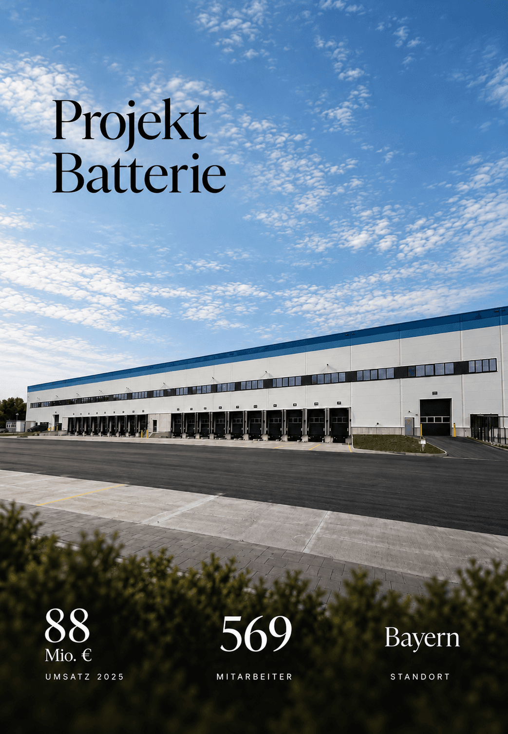 Projekt Batterie – 88 Mio. € Umsatz 2025, 569 Mitarbeiter, Bayern